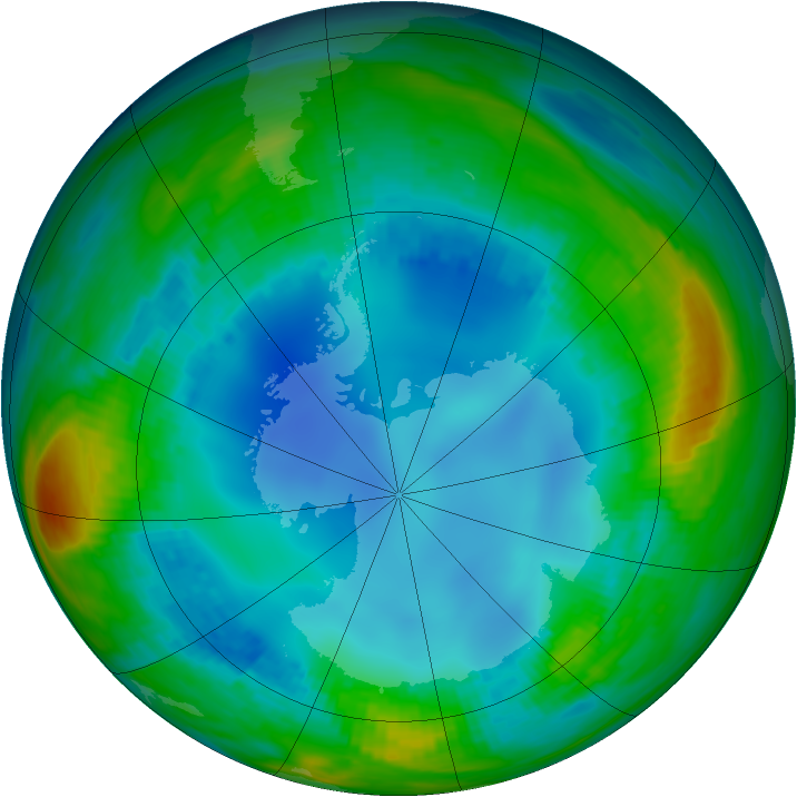 Antarctic ozone map for 31 July 1987